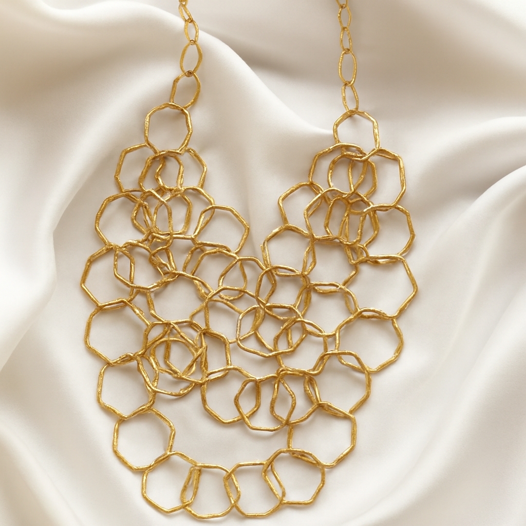 Statement Multi-Strand Gold Necklace With Dainty Hoop Design Women’s Jewelry